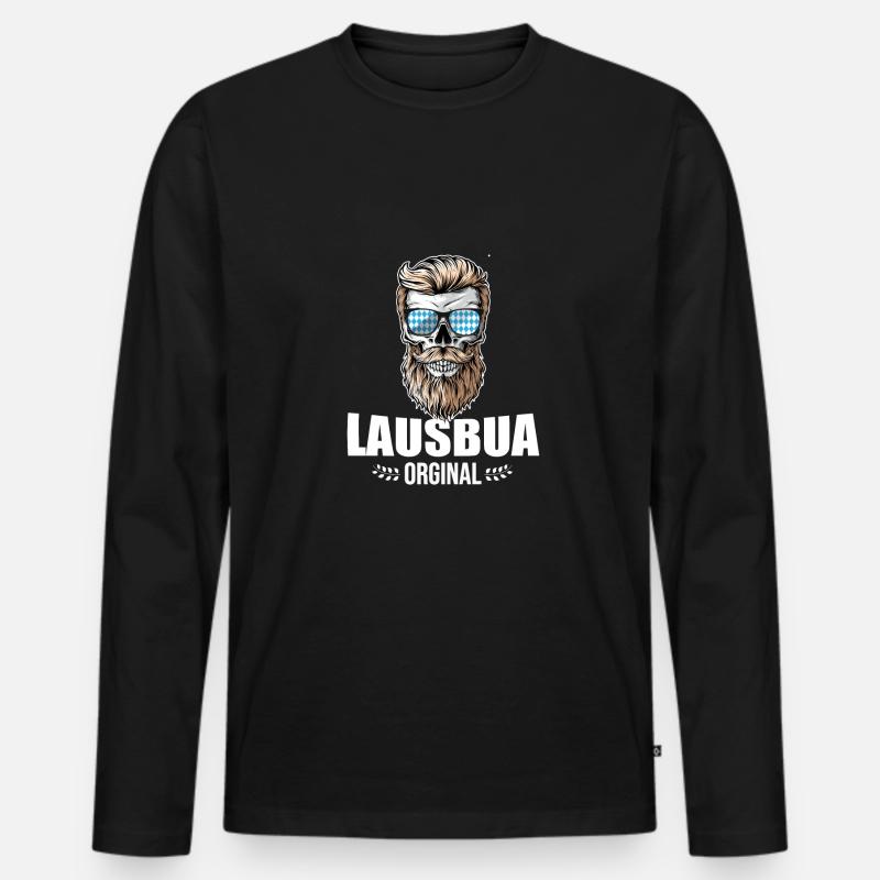 Lausbua Lederhosen - Männer Premium Bio Langarmshirt - Schwarz