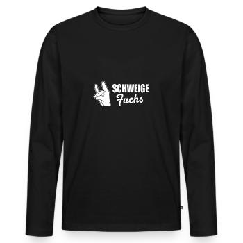 Lehrerin Erzieherin Schweigefuchs Abi Spruch - Männer Premium Bio Langarmshirt - Schwarz - Vorne - Nico (187cm)