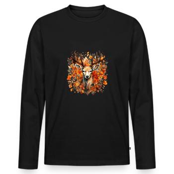 Ersatz Dirndl Hirschgeweih Hirsch - Männer Premium Bio Langarmshirt - Schwarz - Vorne - Nico (187cm)