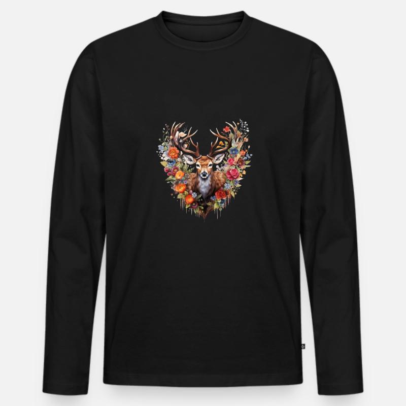 Ersatz Dirndl Hirschgeweih Hirsch - Männer Premium Bio Langarmshirt - Schwarz