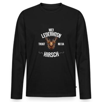 Trachten Bayrischer Dialekt Hirsch - Männer Premium Bio Langarmshirt - Schwarz - Vorne - Nico (187cm)