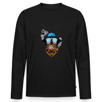 Lausbua Lausbub Lederhosen Trachten - Men's Premium Organic Long Sleeve Shirt - black - Front - Nico (187cm)