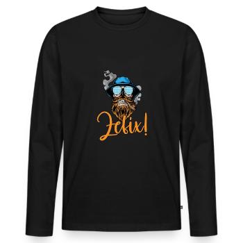 Lausbua Lausbub Lederhosen Trachten - Men's Premium Organic Long Sleeve Shirt - black - Front - Nico (187cm)