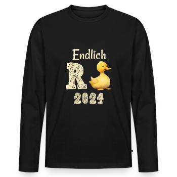 Rente 2024 mit Ente Rentner Ruhestand | R Ente - Männer Premium Bio Langarmshirt - Schwarz - Vorne - Nico (187cm)