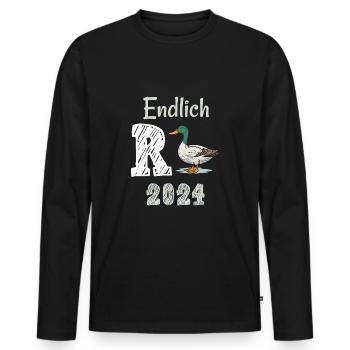 Rente 2024 mit Ente Rentner Ruhestand | R Ente - Männer Premium Bio Langarmshirt - Schwarz - Vorne - Nico (187cm)