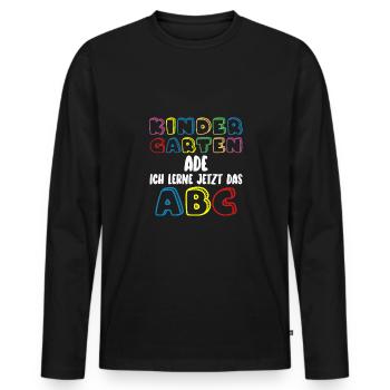 Kinder Kindergarten Ade Hallo Schule 2024 Lustiger - Männer Premium Bio Langarmshirt - Schwarz - Vorne - Nico (187cm)