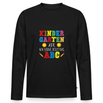 Kinder Kindergarten Ade Hallo Schule 2024 Lustiger - Männer Premium Bio Langarmshirt - Schwarz - Vorne - Nico (187cm)