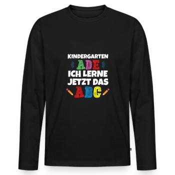 Kinder Kindergarten Ade Hallo Schule 2024 Lustiger - Männer Premium Bio Langarmshirt - Schwarz - Vorne - Nico (187cm)
