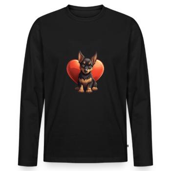 Dog Lover Dobermann Pinscher Hund Valentinstag - Männer Premium Bio Langarmshirt - Schwarz - Vorne - Nico (187cm)