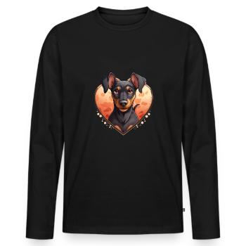 Dog Lover Dobermann Pinscher Hund Valentinstag - Männer Premium Bio Langarmshirt - Schwarz - Vorne - Nico (187cm)