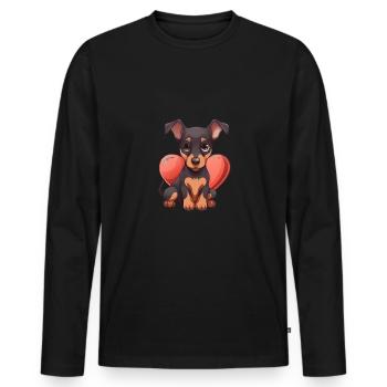 Dog Lover Dobermann Pinscher Hund Valentinstag - Männer Premium Bio Langarmshirt - Schwarz - Vorne - Nico (187cm)