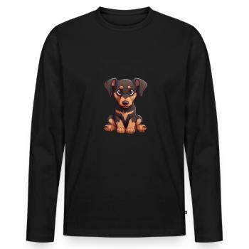 Dog Lover Dobermann Pinscher Hund Valentinstag - Männer Premium Bio Langarmshirt - Schwarz - Vorne - Nico (187cm)