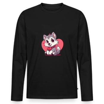 Husky chien amant maman et papa Saint-Valentin - T-shirt manches longues Premium bio Homme - noir - Devant - Nico (187cm)