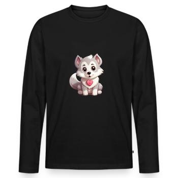 Husky chien amant maman et papa Saint-Valentin - T-shirt manches longues Premium bio Homme - noir - Devant - Nico (187cm)