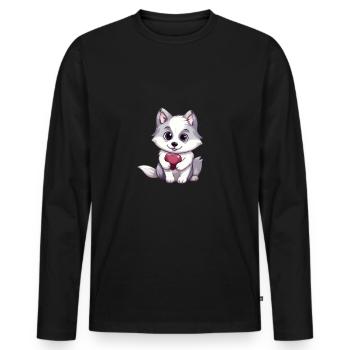 Husky chien amant maman et papa Saint-Valentin - T-shirt manches longues Premium bio Homme - noir - Devant - Nico (187cm)