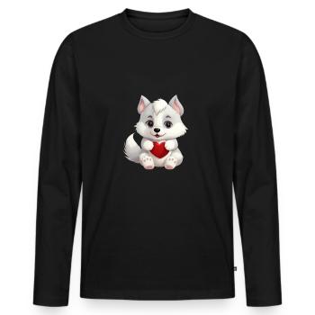 Husky chien amant maman et papa Saint-Valentin - T-shirt manches longues Premium bio Homme - noir - Devant - Nico (187cm)