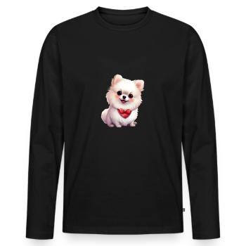 Poméranie chien maman Saint-Valentin - T-shirt manches longues Premium bio Homme - noir - Devant - Nico (187cm)
