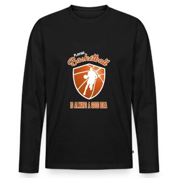 Basketball Streetball Korb Mannschaft Geschenk - Männer Premium Bio Langarmshirt - Schwarz - Vorne - Nico (187cm)