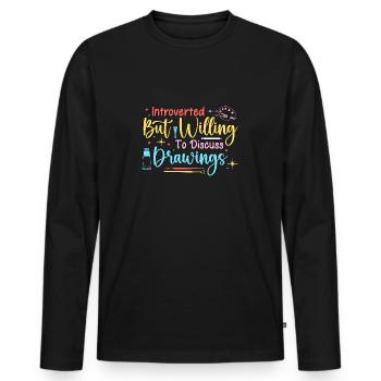Artist Painter Graphic Willing To Discuss Drawings - Men's Premium Organic Long Sleeve Shirt - black - Front - Nico (187cm)