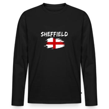 Sheffield, Angleterre - T-shirt manches longues Premium bio Homme - noir - Devant - Nico (187cm)