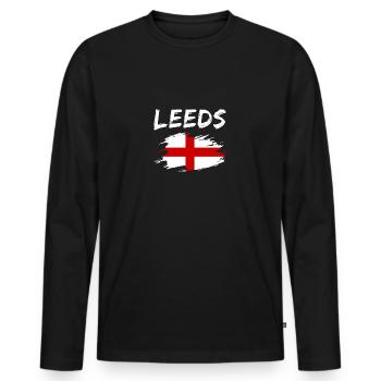 Leeds, Angleterre - T-shirt manches longues Premium bio Homme - noir - Devant - Nico (187cm)