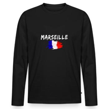 Marseille France Flag City of Marseille - Men's Premium Organic Long Sleeve Shirt - black - Front - Nico (187cm)