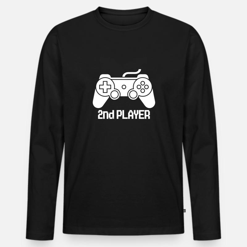 Second Player Game - Männer Premium Bio Langarmshirt - Schwarz