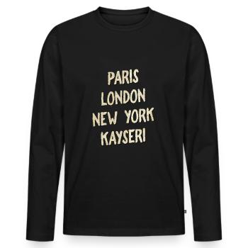 Kayseri - T-shirt manches longues Premium bio Homme - noir - Devant - Nico (187cm)