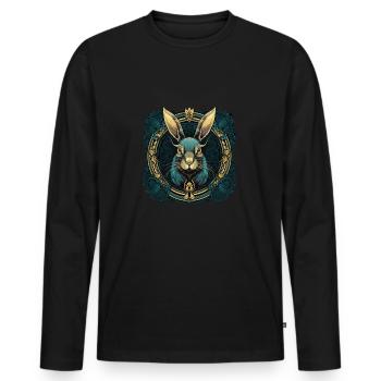 Lapin Magique Lapin Longues Oreilles - T-shirt manches longues Premium bio Homme - noir - Devant - Nico (187cm)