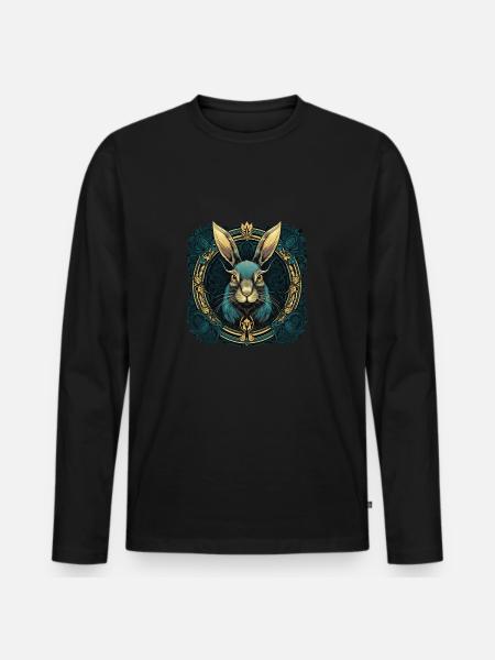 Magic Bunny Rabbit Long-Eared - Men's Premium Organic Long Sleeve Shirt - black