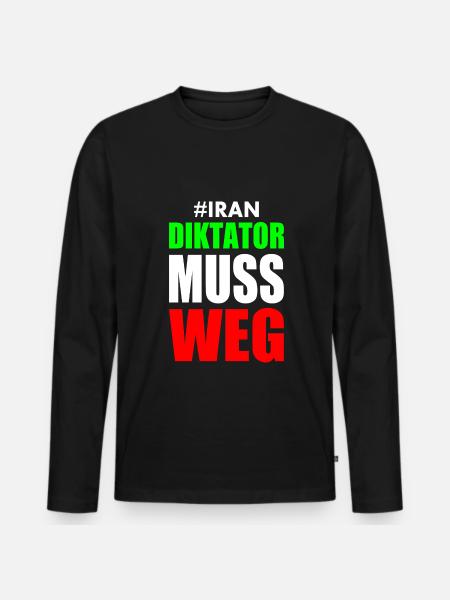 diktator muss weg iran - Männer Premium Bio Langarmshirt - Schwarz