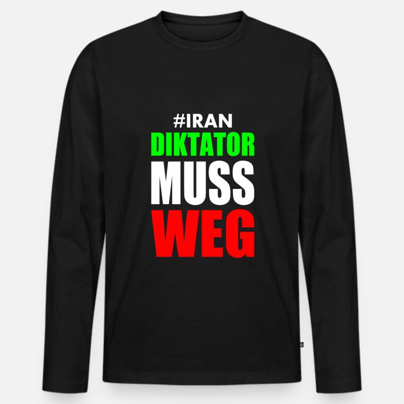 diktator muss weg iran - Männer Premium Bio Langarmshirt - Schwarz