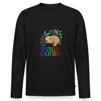 Offizielles Schlafshirt Faultier Schlafanzug - Männer Premium Bio Langarmshirt - Schwarz - Vorne - Nico (187cm)