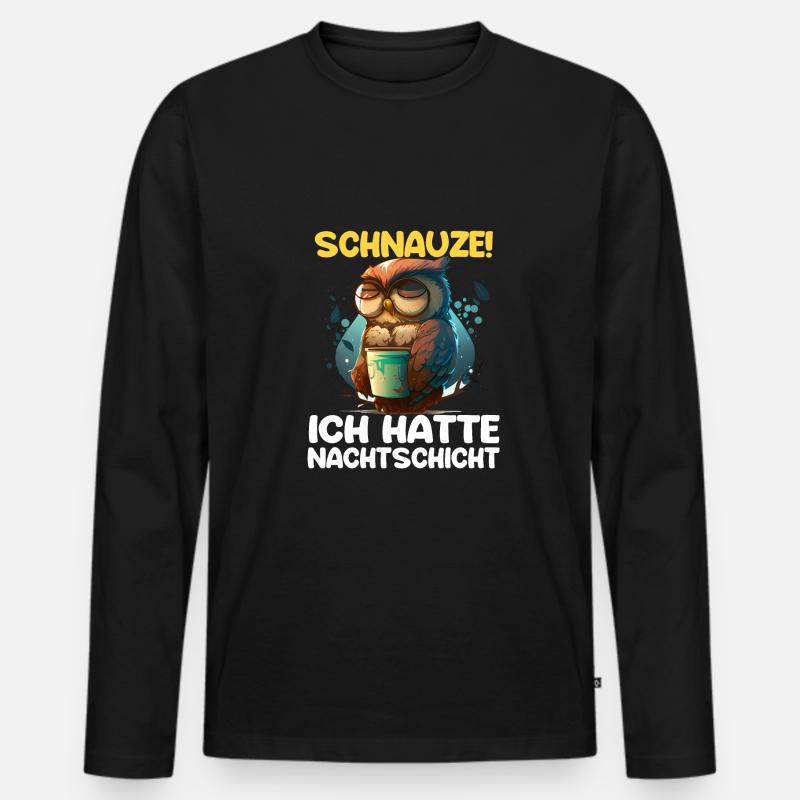 Nachtschicht Kaffee Eule Nachtdienst Schichtarbeit - Männer Premium Bio Langarmshirt - Schwarz