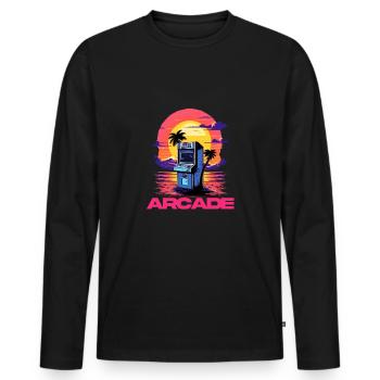 Game Over Arcade-Stil Retro Konsolen-Controller - Männer Premium Bio Langarmshirt - Schwarz - Vorne - Nico (187cm)