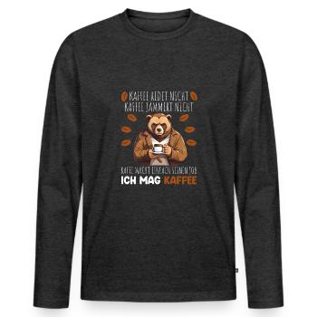 Kaffee Redet Nicht Beruf Job Spruch Filterkaffee - Männer Premium Bio Langarmshirt - Anthrazit meliert - Vorne - Nico (187cm)