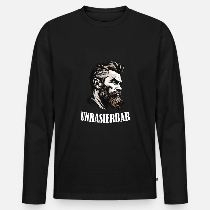Lustiger Bart Spruch Unrasierbar Wikinger - Männer Premium Bio Langarmshirt - Schwarz