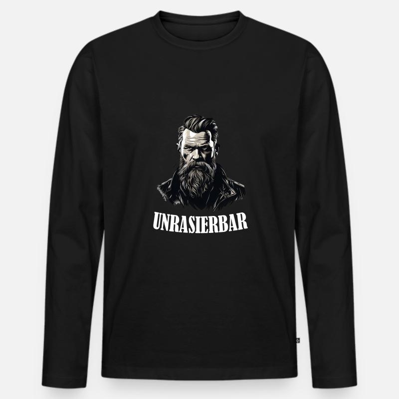 Wikinger Bartträger Lustiger Bart Spruch - Männer Premium Bio Langarmshirt - Schwarz