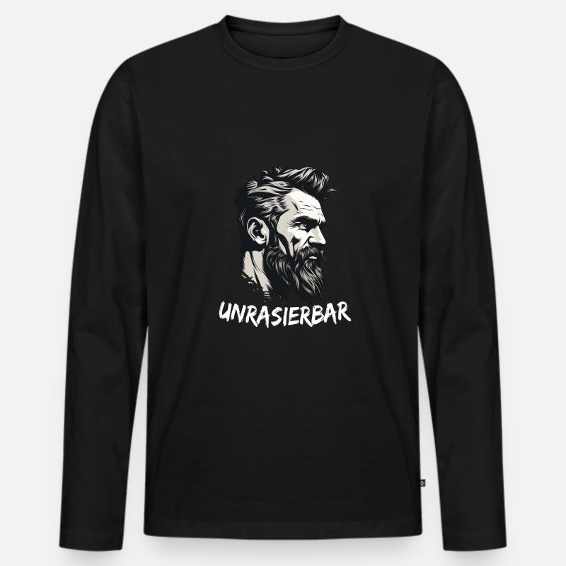 Wikinger Bartträger Lustiger Bart Spruch - Männer Premium Bio Langarmshirt - Schwarz
