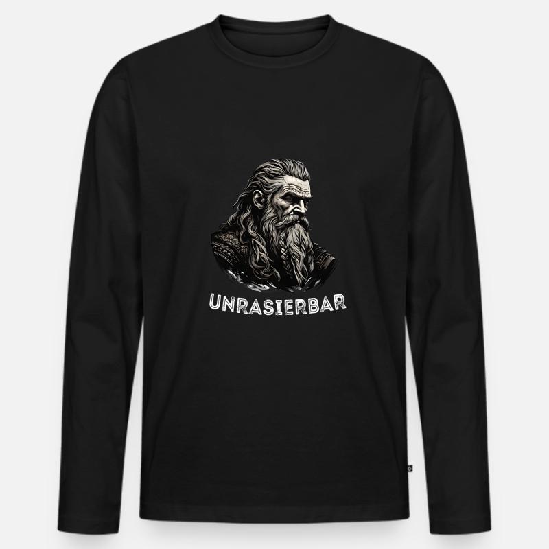 Lustiger Bart Spruch Wikinger Bartträger - Männer Premium Bio Langarmshirt - Schwarz