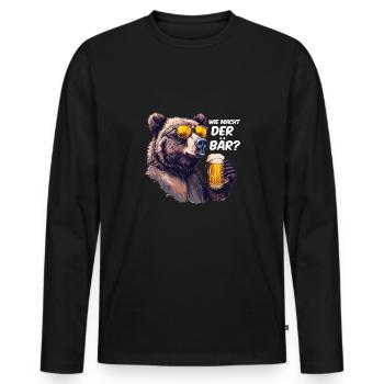 Bier Wie Macht der Bär Leer Trinkspruch Saufen - Männer Premium Bio Langarmshirt - Schwarz - Vorne - Nico (187cm)