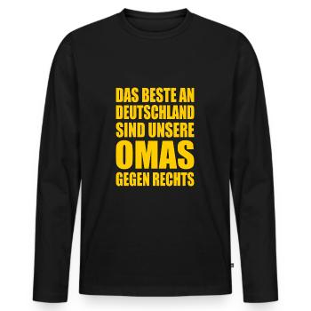 beste an deutschland sind unsere omas gegen rechts - Männer Premium Bio Langarmshirt - Schwarz - Vorne - Nico (187cm)