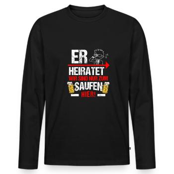 Männer Outfitfür den Junggesellenabschied - Männer Premium Bio Langarmshirt - Schwarz - Vorne - Nico (187cm)