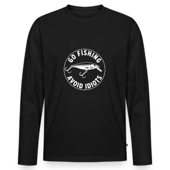 Go fishing, avoid people, rest on the water. Verm - Men's Premium Organic Long Sleeve Shirt - black - Front - Nico (187cm)