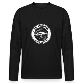 Go fishing, avoid people, rest by the water - Men's Premium Organic Long Sleeve Shirt - black - Front - Nico (187cm)