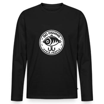 Go fishing, avoid people, rest by the water - Men's Premium Organic Long Sleeve Shirt - black - Front - Nico (187cm)