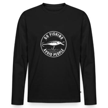 Go fishing, avoid people, rest by the water - Men's Premium Organic Long Sleeve Shirt - black - Front - Nico (187cm)