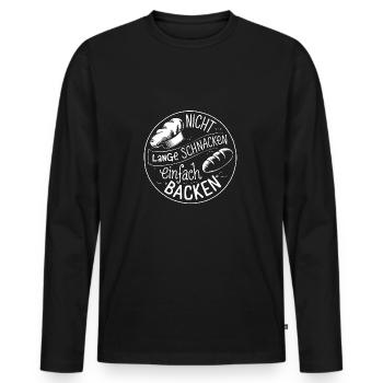 Nicht lange schnacken einfach backen. Bäckermütze - Männer Premium Bio Langarmshirt - Schwarz - Vorne - Nico (187cm)