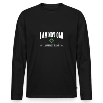 I am not old I am a recycled teenager - Männer Premium Bio Langarmshirt - Schwarz - Vorne - Nico (187cm)