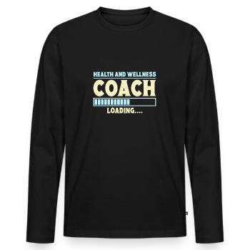 Fitness Motivation Musculation Coach de santé Gym - T-shirt manches longues Premium bio Homme - noir - Devant - Nico (187cm)